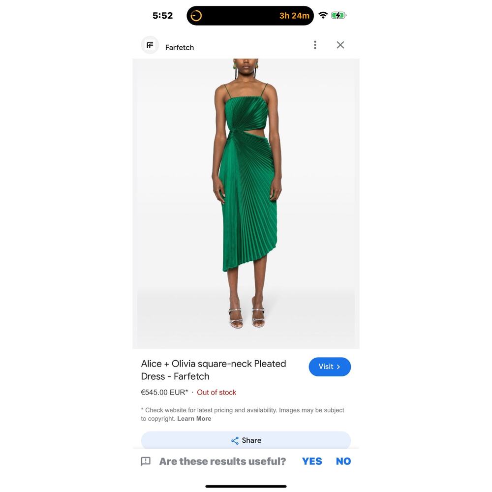 Alice + Olivia Pleated Cut-Out Dress Sleeveless Emerald Green Size 6 NWT - Picture 10 of 15